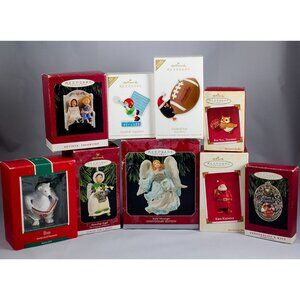 Hallmark Christmas Ornaments Lot w/Boxes 1989-2012 Football Angels Dad Santa